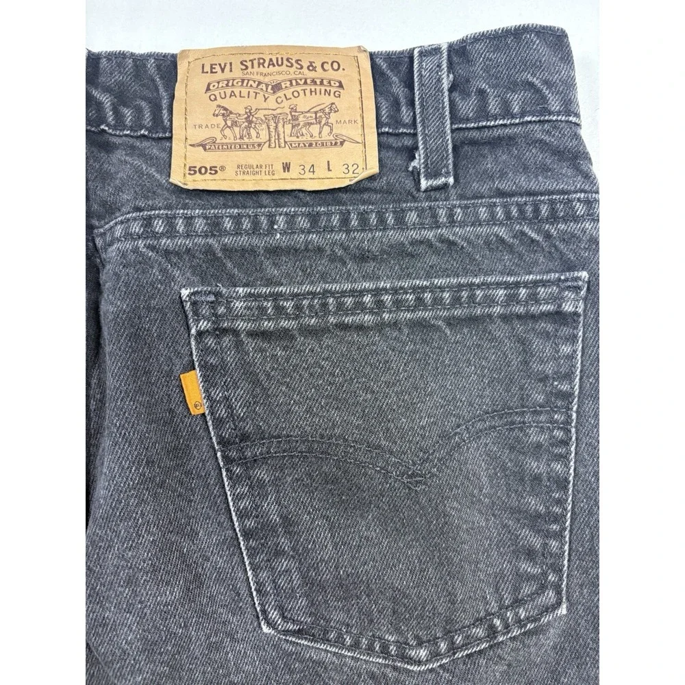Vintage 90s Levis 505 Orange Tab Made in USA Jeans Mens 34x32 Faded Black 1994